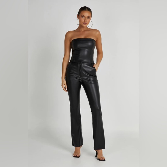 MESHKI- TYRA Straight Leg Faux Leather Pants - Picture 2 of 14